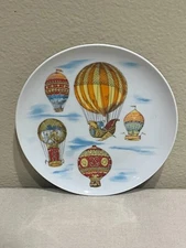 Vintage Hot Air Balloon Plate 8.5" White Taste Setter Sigma Japan
