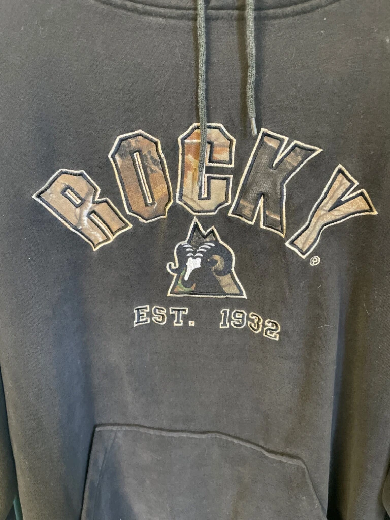 Rocky Hoodie Sweatshirt Size L Black Green Camo Style 639125 5G