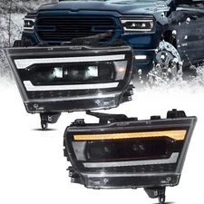 Fits 2019-2024 Dodge Ram 1500 LED Headlights w/Dynamic & Sequential Front Lamps