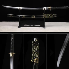 Black Japanese Samurai Sword Katana T10Steel Clay Tempered O-Kissaki Razor Sharp