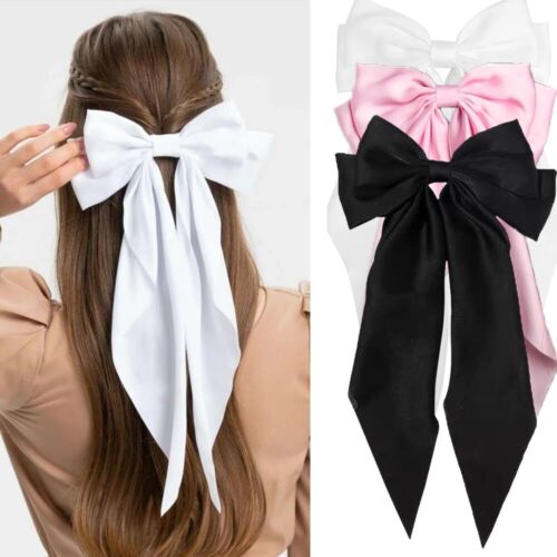 Large Hair Accessories - Coquette Bow Clips with Long Tassels Big Barrettes f...