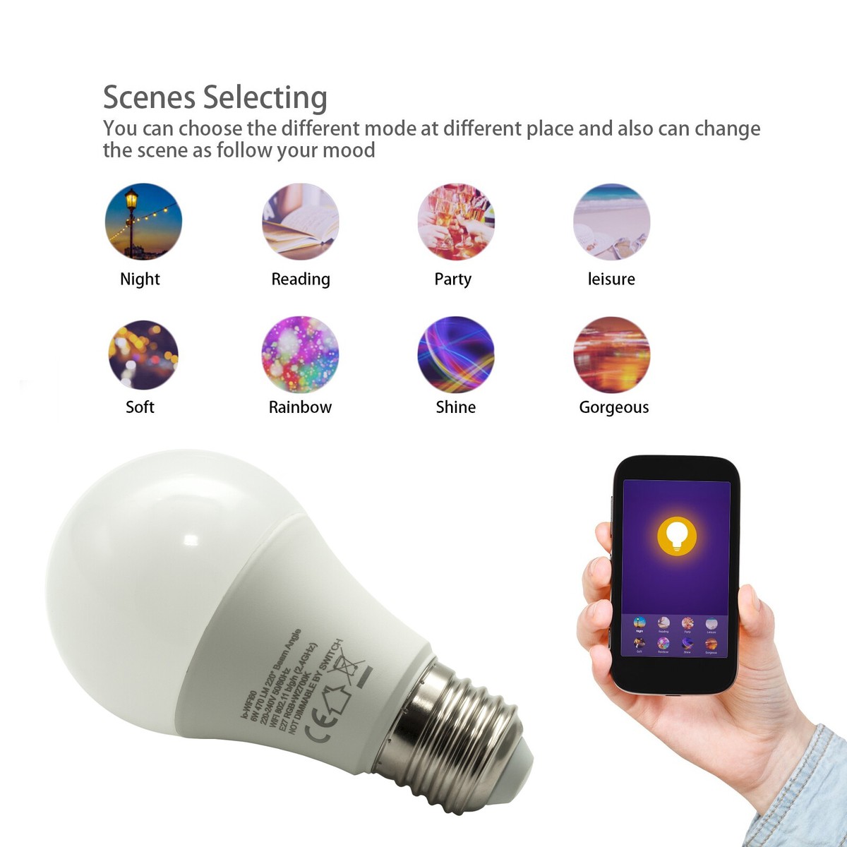 Hama Lampada Wi-Fi Intelligente Con Portalampada E27 - Lampadina LED 10W, Funziona Senza Hub, Controllo Vocale E App, Bianco Caldo/Luce Diurna - 3