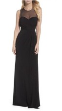 Vera Wang L40908 Womens Black Tulle Top Long Dress Size 10