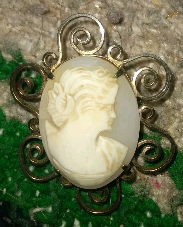 Vintage Avon Gold Filled Cameo Jewelry Elegant Brooch Necklace