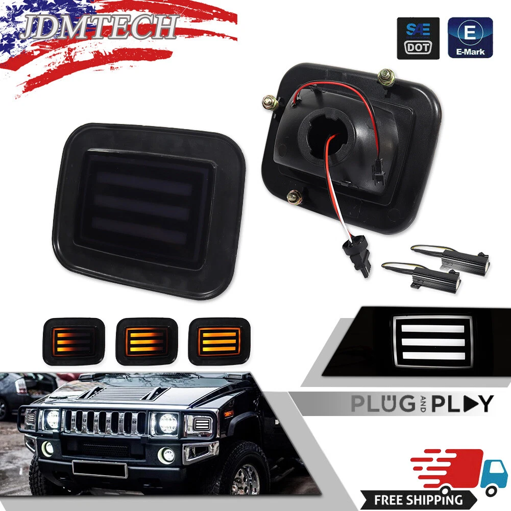 Luz De Estacionamiento LED Ahumada Con Direccional Para Hummer H2 SUT 2003-2009 - Ámbar Y Blanco