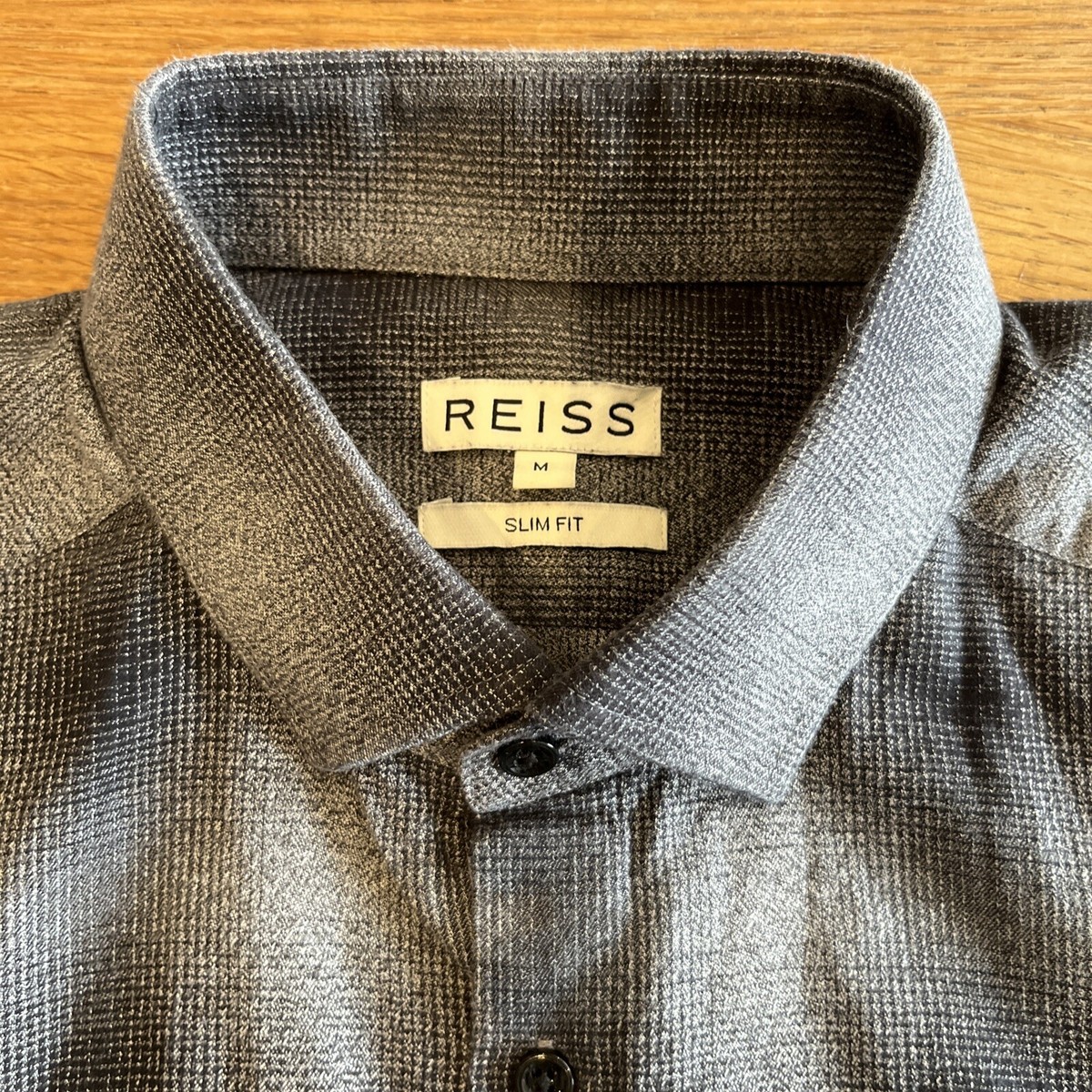 REISS MENS MEDIUM GREY OMBRE CHECK FLANNEL CASUAL/SMART SHIRT (RRP