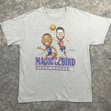 MINER LEAGUE MAGIC & BIRD GREY LARGE T-SHIRT VINTAGE