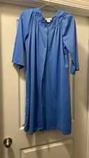 SHADOWLINE Button Down Robe Womens Size Small Embroidered Royal Blue Nylon