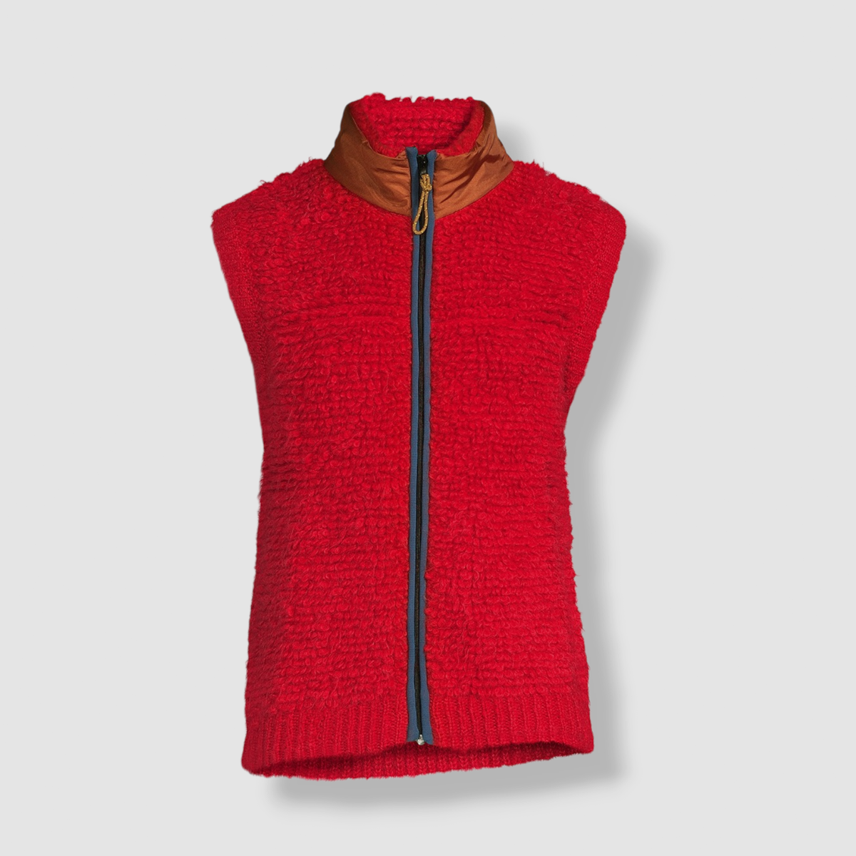 $1250 Marni Men's Red Fleece Zip Vest Cardigan Sweater Size