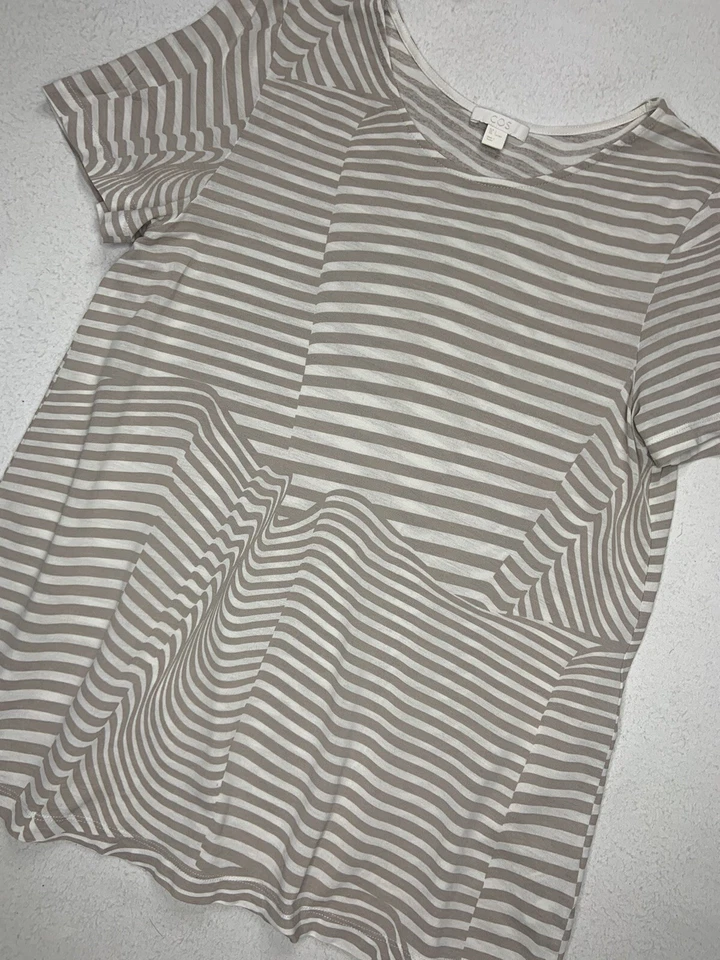 COS Damen Beige Gestreiftes Top T-Shirt Größe Small - Bild 2 von 4
