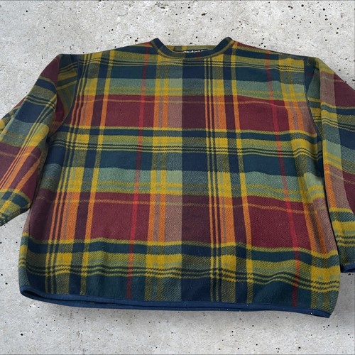 Vintage Nautica Sweatshirt Men’s XL Tartan Plaid Fleece Pullover USA Made 90s S8 - Picture 3 of 12