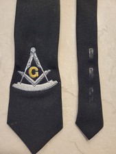 Masonic Lodge Embroidered Tie with button holes