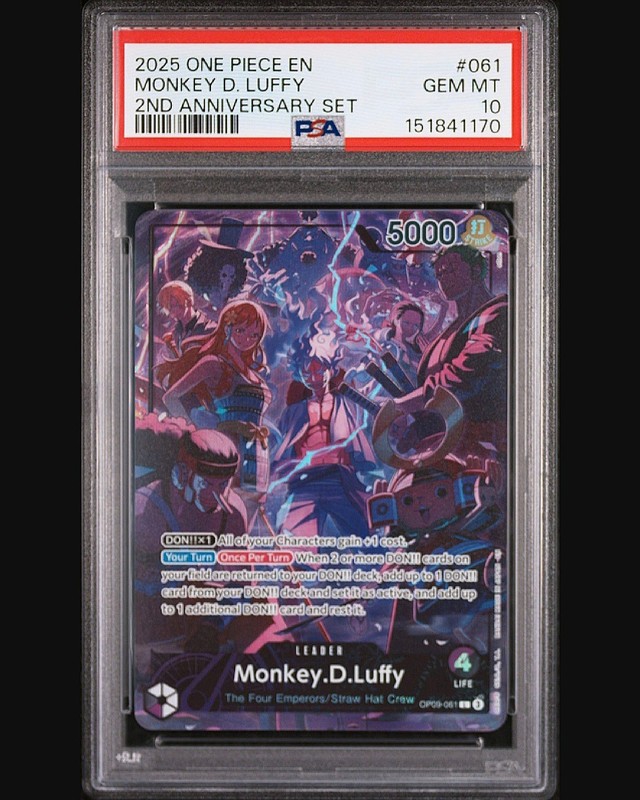 2025 ONE PIECE ENGLISH VERSION 2ND ANNIVERSARY SET #061 MONKEY D. LUFFY PSA 10