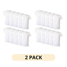 2 Pack of 10 Hanes Men s Super Value Pack White Crew T Shirt Undershirts