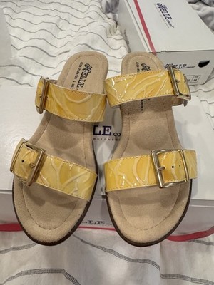 Helle Comfort Yellow Leather Mule Sandals EU 36 US 6 Spain NIB