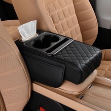 Universal 5-in-1 Car Middle Center Console Cover with Cup Holder, Durable, Black