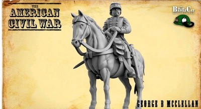 54mm unbemalte ACW George B McClellan 3D gedruckte Modelle