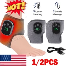 Electric Foot Ankle Massager Heating Vibration & Air Compression Pain Relief USA