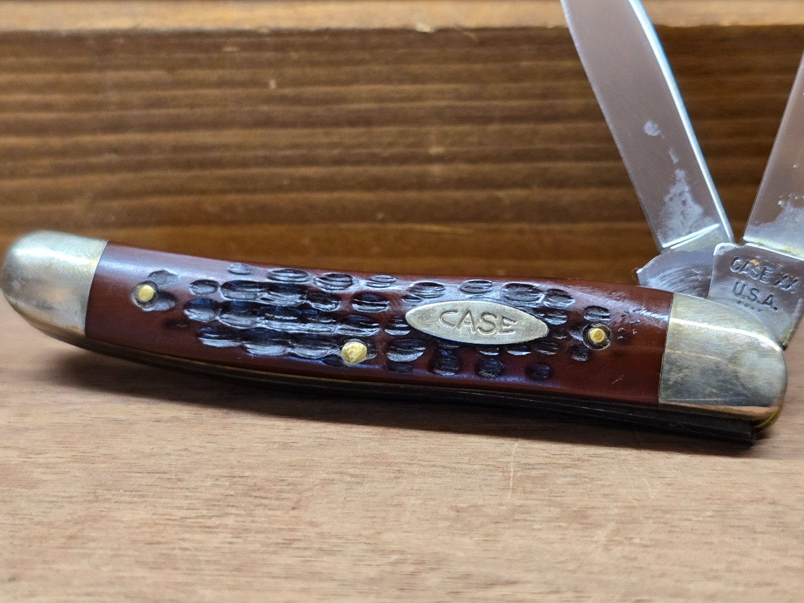 Vintage 1976 Case XX USA 62087 Jack Pocket Knife Brown Bone Handle 4 Dot Classic