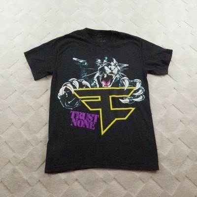 Faze Clan ''Trust None'' T-Shirt Mens Small Black Cat Graphic Print