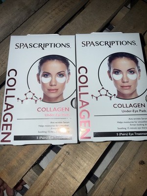 (2 Boxes) SpaScriptions Collagen Under Eye Pads ~ 5 Pairs Each Box  New Sealed