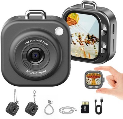 W&O 2.5K Mini Digital Camera Keychain 1080P Small Portable Photo Video Camera