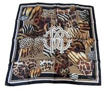 Roberto Cavalli Italy Silk Scarf Leopard /Log...