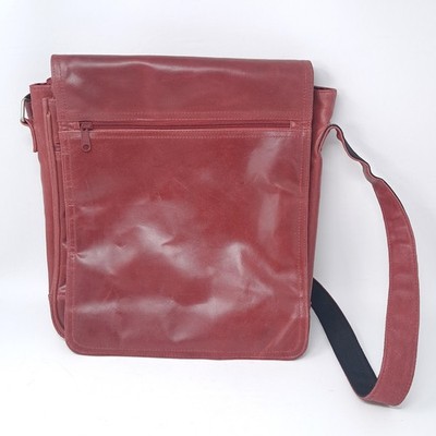 Wilsons Leather M. Julian Slim Red Fold Top Laptop Shoulder Bag Crossbody