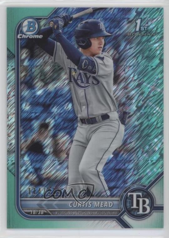 2022 Bowman Chrome Prospects Aqua Shimmer Refractor /125 Curtis Mead #BCP-10 6fs