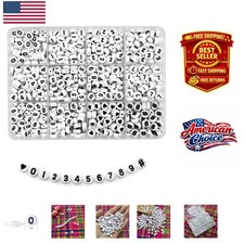 Fun 600pcs White Acrylic Number Beads with Symbols - Perfect for Crafting Gifts