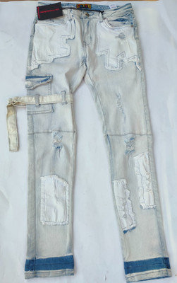 Elite Premium Denim Jeans Boys Girls Size 10-12 Cargo Distressed Light Wash