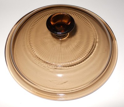 Pyrex Corning Visions Amber Glass Lid V-1-C for 1 Qt Pot or Casserole Brown