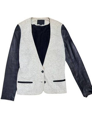 Alexander Wang Leather Sleeve Blazer Grey Sz 4