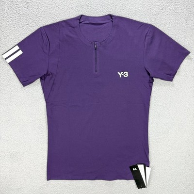 Y-3 T Shirt Men Medium M Slim Fit Purple Tennis Pro Freelift Zip Tee Adidas Y3 1