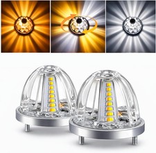 Dual-Color Amber White Watermelon Light 2PCS, 30 LED 360 Rotating Amber/White