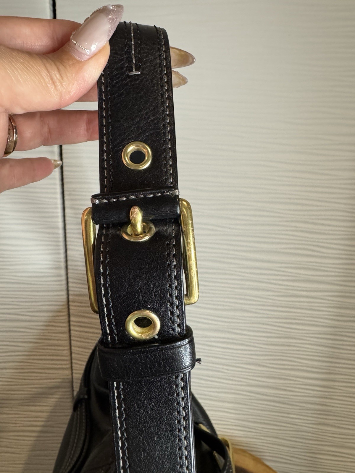 COACH Vintage Hampton Bag Black Pebbled Leather Shoulder Satchel Tote Carryall image 7