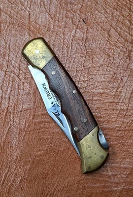 Vintage Robert Klaas Klaas Crown Rostfrei Folding Hunter Messer Holz Messing - Bild 1 von 4