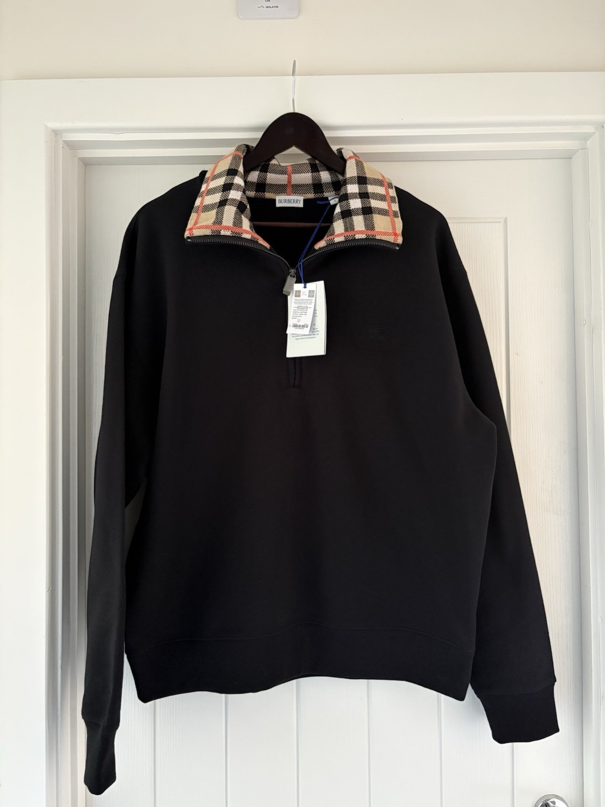 Burberry Mens Sweatshirt. Large. Checked Collar Half Zip Sweatshirt. RRP: £900 image 2