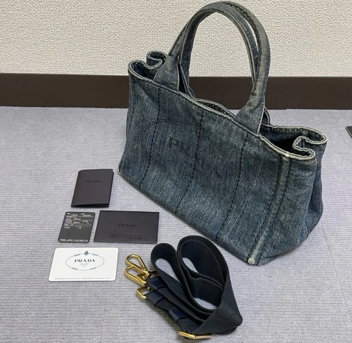 PRADA Canapa Medium Denim Exterior Bags & Handbags for Women for