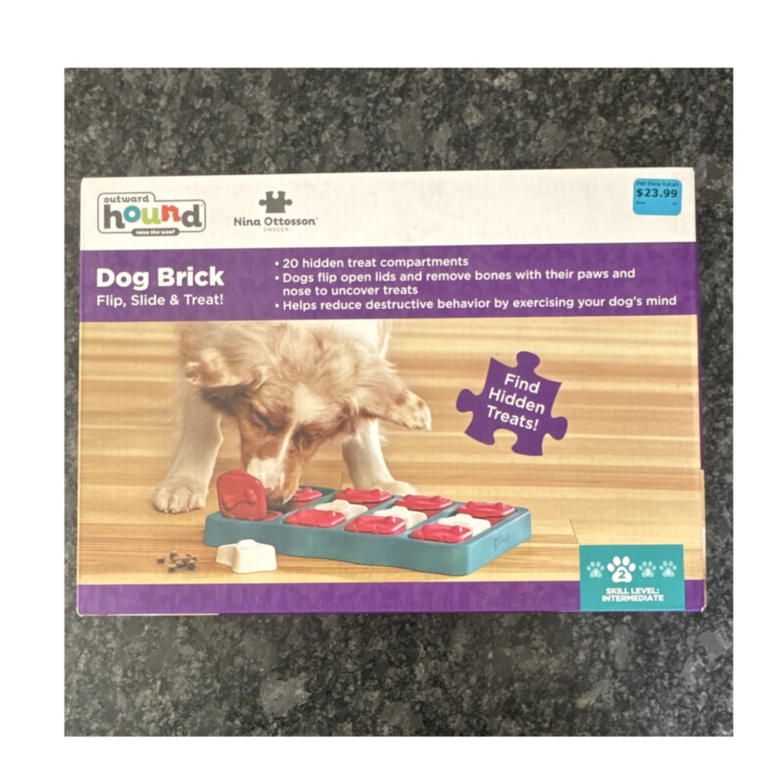Outward Hound Dog Brick Puzzle Toy Treat Dispensing BPA Free Easy Clean Plastic