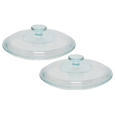 CorningWare G-1C 2.5qt French White Clear Fluted Round Glass Lids (2-Pack)