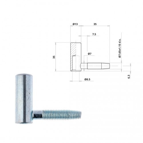 Demi-fiche femelle bois Otlav 13 mm nœud plat pour quincaillerie de porte