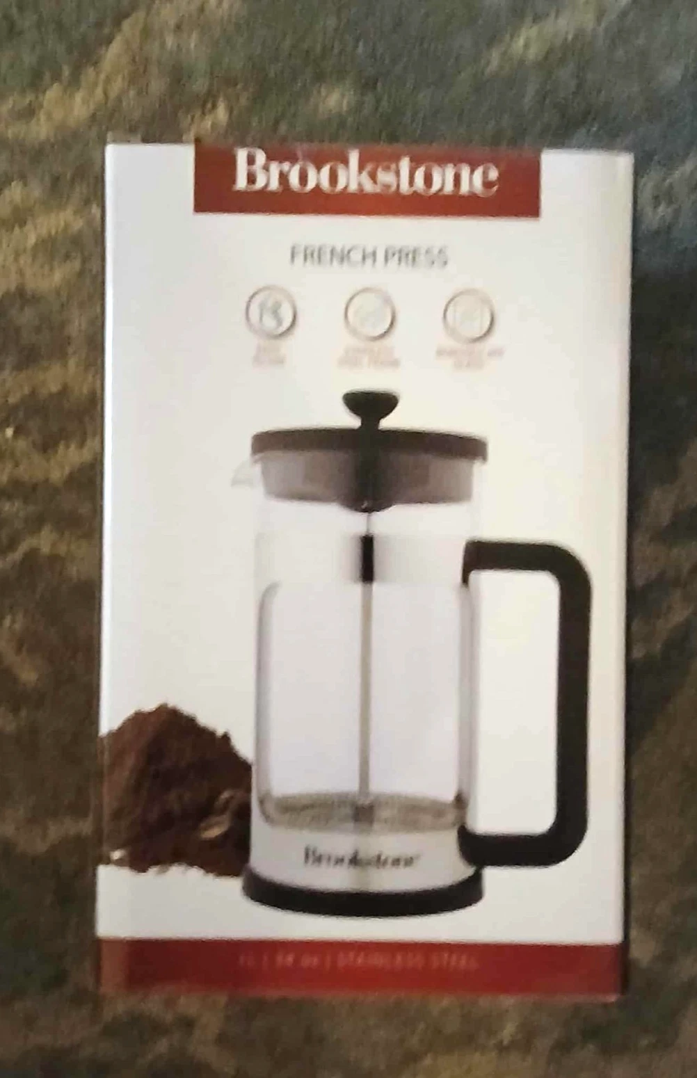 Brookstone French Press 1 Liter Glass / Stainless Steel 34oz - 304 SS Filter