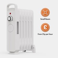 6 Fin Oil Filled Radiator 800W Portable Electric Heater White