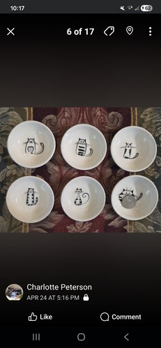 Sushi Dipping Bowls, Kitten Feeding Ceramic Dishes Set Of 6