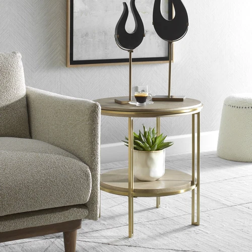 Uttermost Elise Round Brass Side Table - Picture 1 of 3