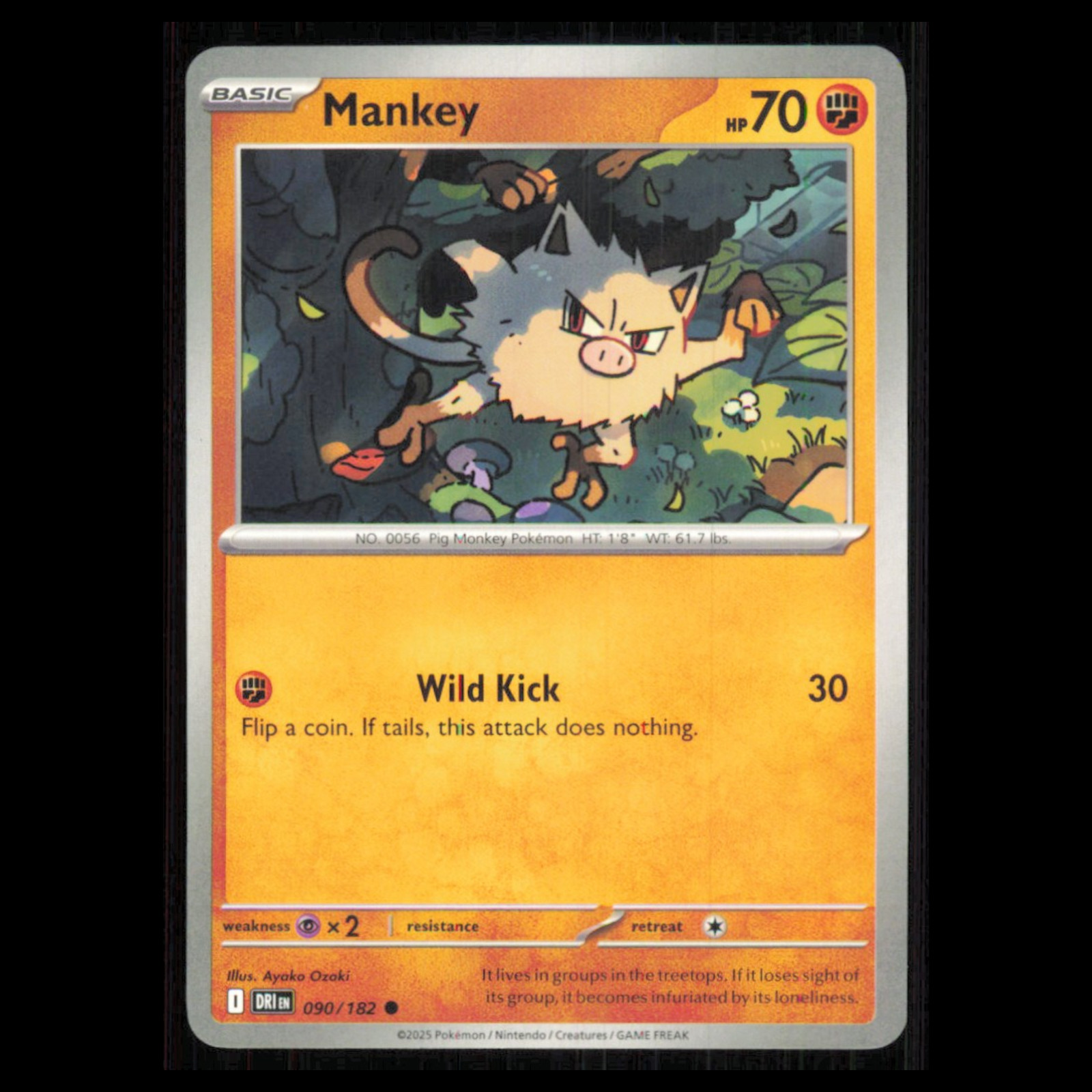 Mankey #90 2025 Scarlet - Violet Series - Destined Rivals Common Pokemon Card NM