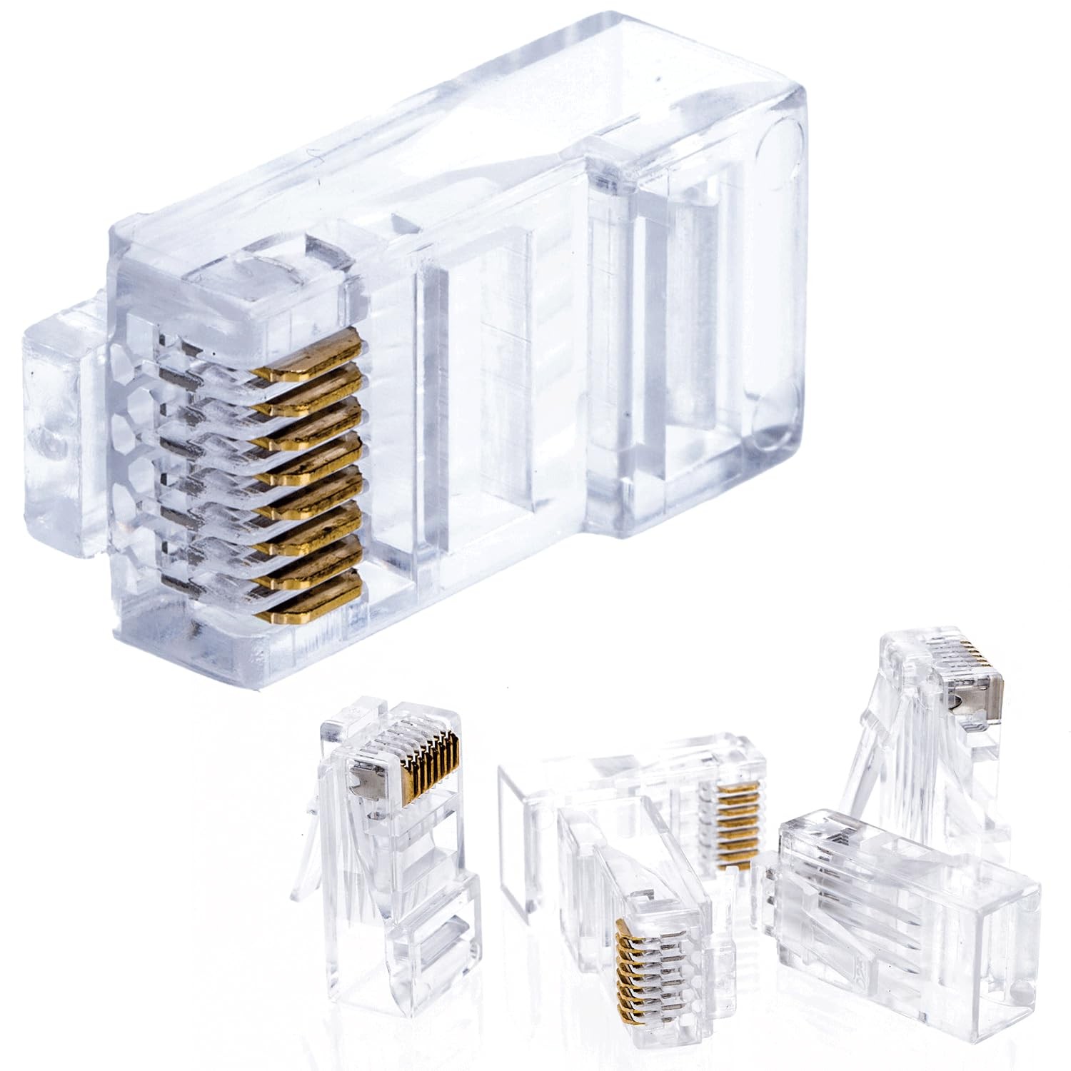 Cat5e RJ45 Ethernet Crimp Connectors 8P8C UTP for Solid or Stranded Cable