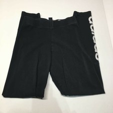 Adidas Womens Essentials Linear Leggings Pants Black White Spell Out Stretch S
