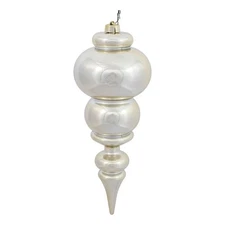 Vickerman 14" Plastic Finial Christmas Ornament in Shiny Champagne Silver